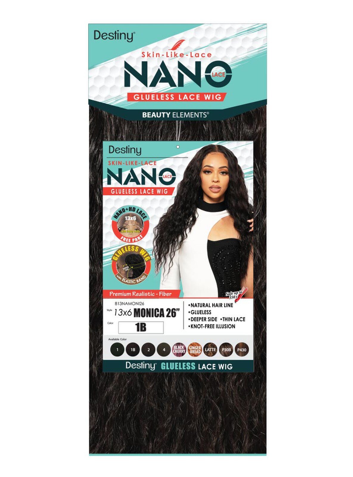 DESTINY NANO LACE GLUELESS WIG MONICA 26" 13X6 FREE PART (HI HEAT) - Image 5